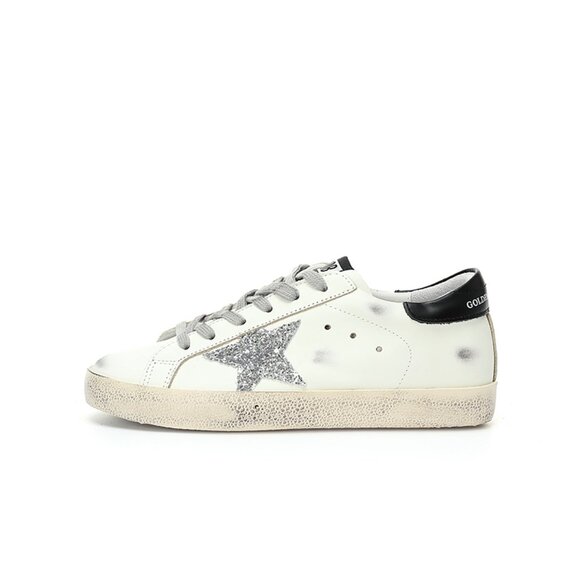 Golden Goose Super - Star Mens Low - Top Black Heel Panel Sneakers - Picture 1 of 8